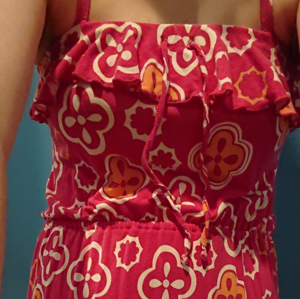 Target Pink Quatrefoil Ruffle Patterned Dress - Picture 2 of 4